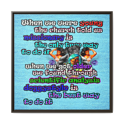 doggystyle - framed canvas art (faded blue)