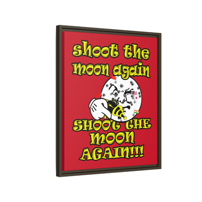 shoot the moon again - framed canvas art (dark red)