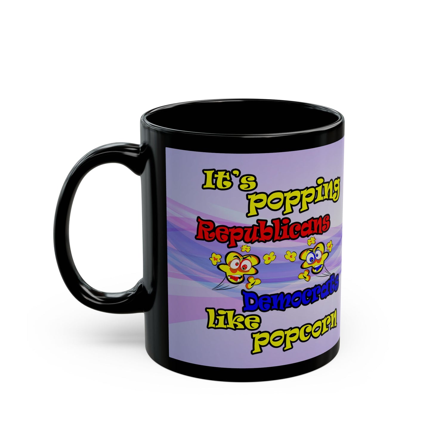 popping like popcorn - Black Mug (light blue-pink wave)