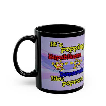 popping like popcorn - Black Mug (light blue-pink wave)