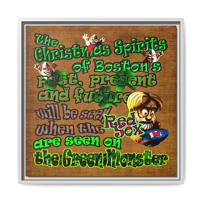 christmas spirits of boston - framed canvas art (brown papyrus)