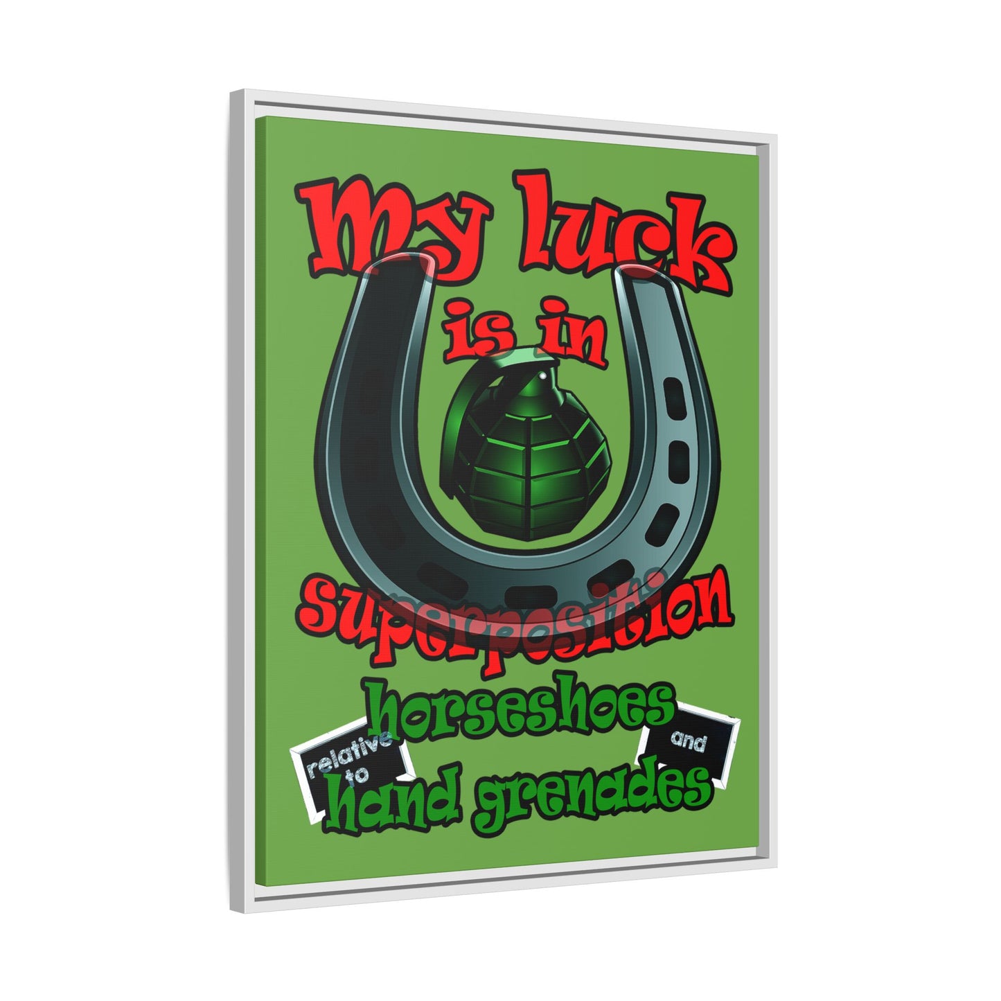 my luck - framed canvas art (green)