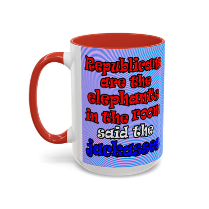donkeys and elephants - Accent Mug (light blue-purple wave)
