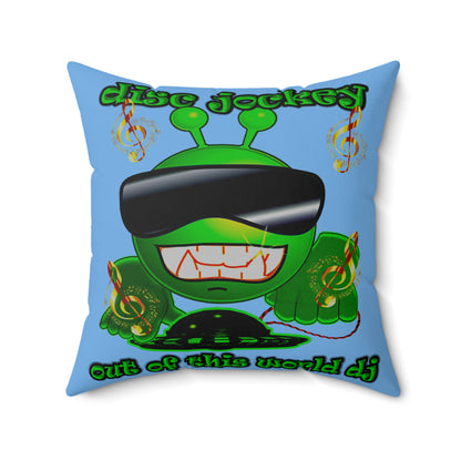 disc jockey - Spun Polyester Square Pillow - (light blue)