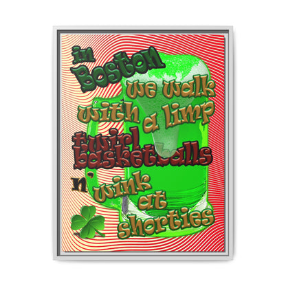 celtics logo - framed canvas art (yellow-orange wave)