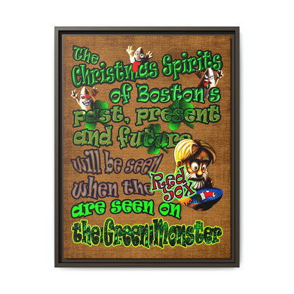 christmas spirits of boston - framed canvas art (brown papyrus)