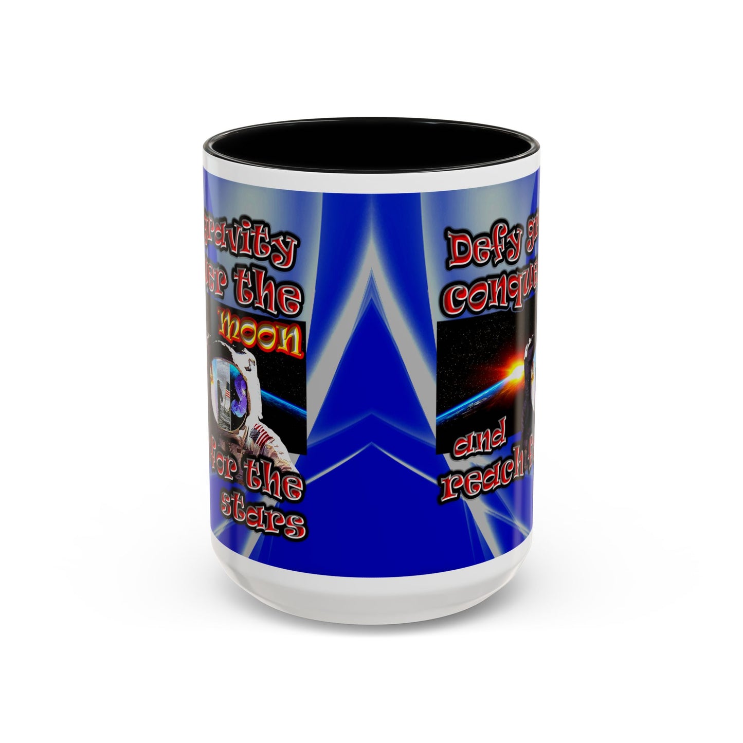 defy conquer reach - Accent Mug (blue-white wave)