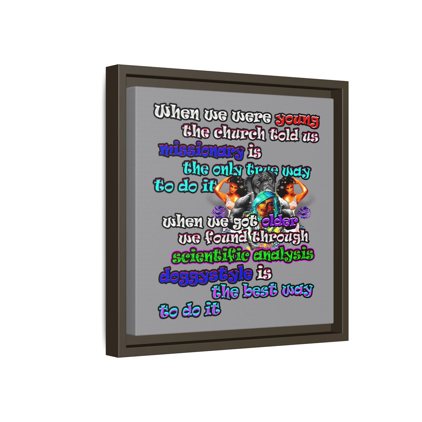 doggystyle - framed canvas art (grey)
