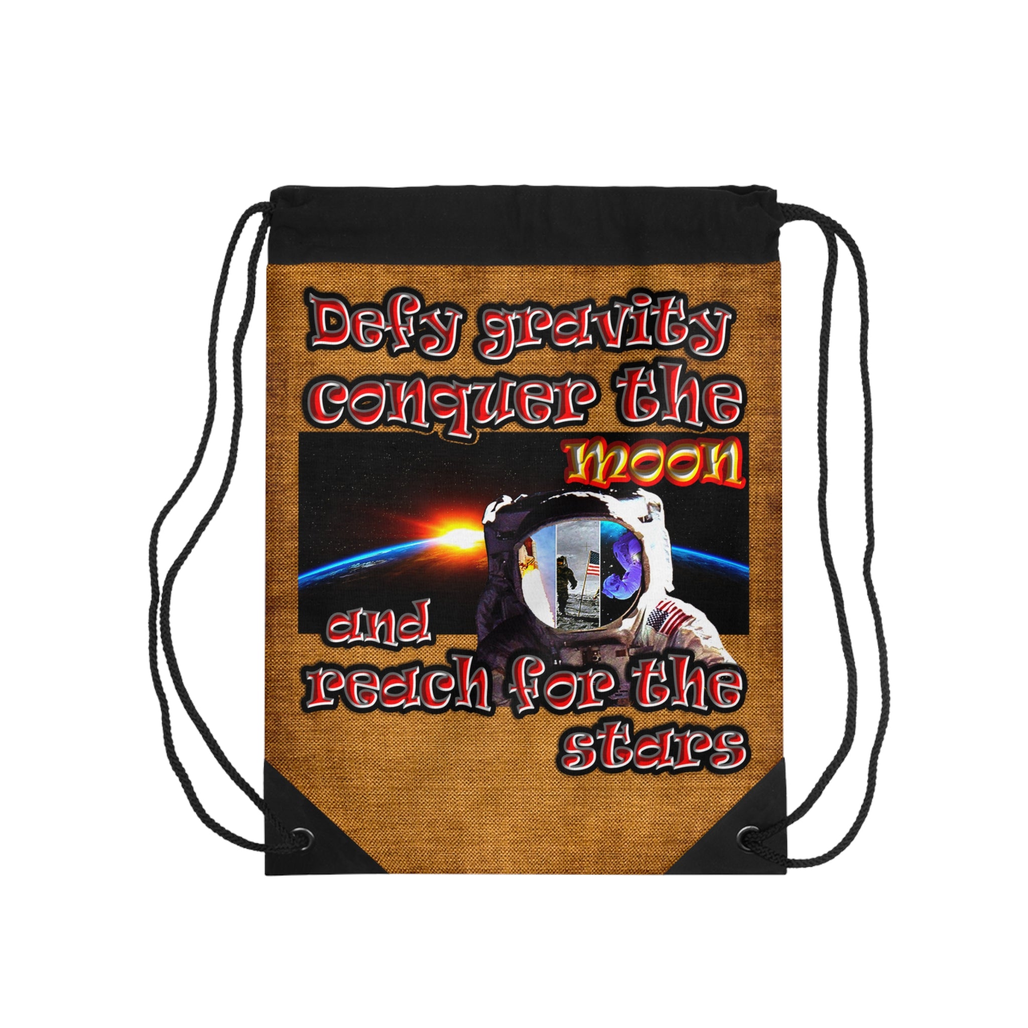 defy conquer reach - Drawstring Bag (dichromatic brown papyrus)