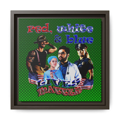 rw&b lives matter - framed canvas art (logo green)