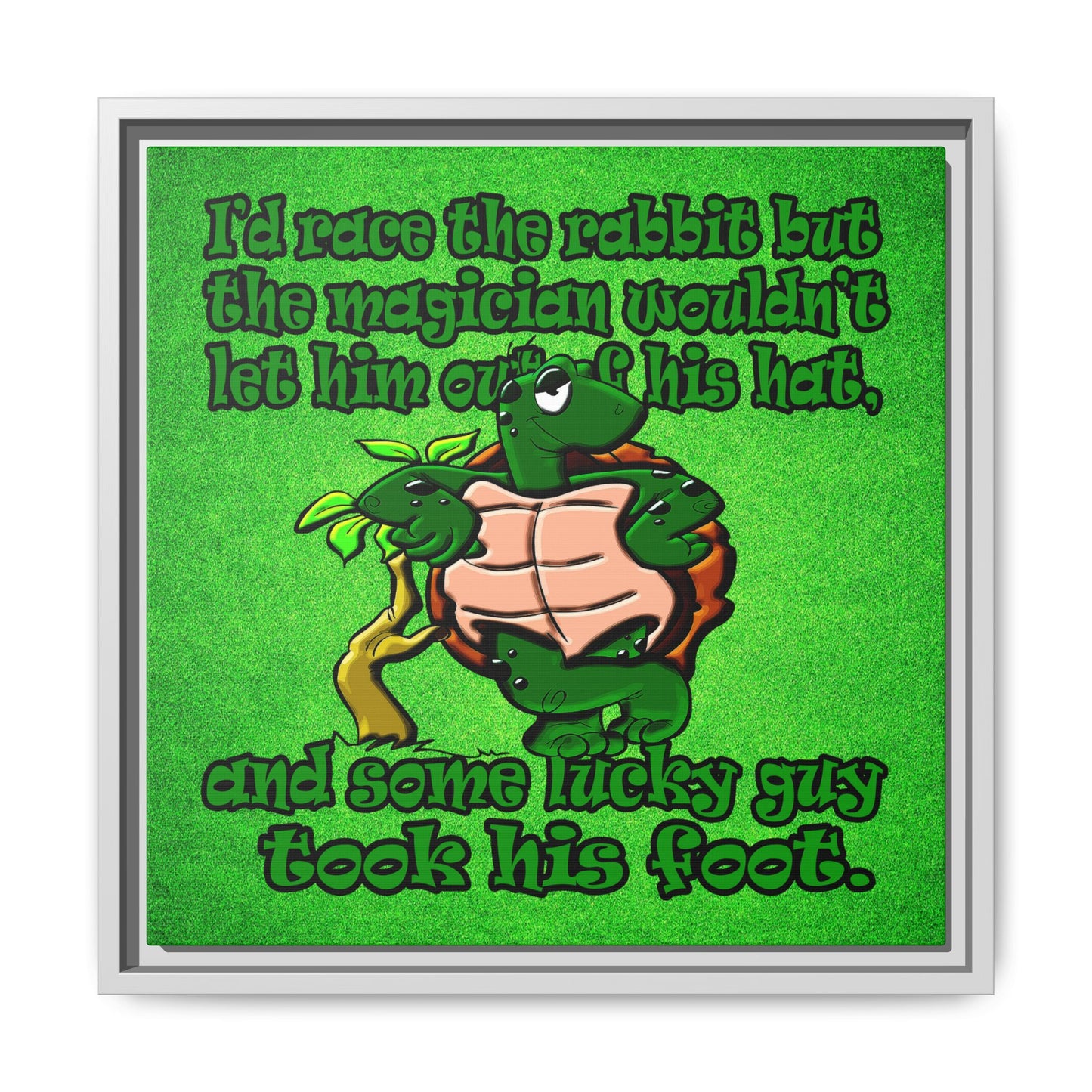 turtle race - framed canvas art (green turf)