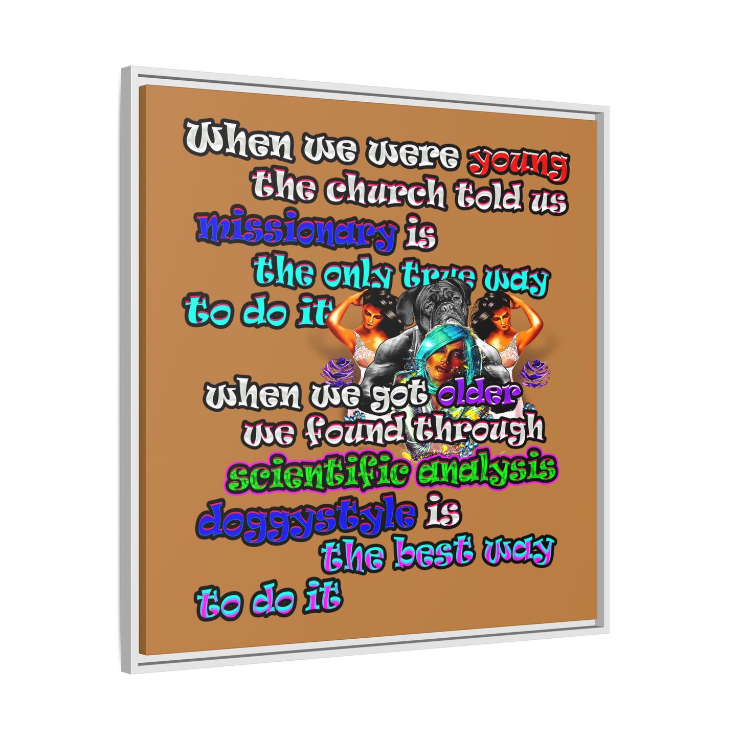 doggystyle - framed canvas art (light brown)