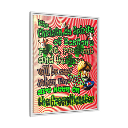 christmas spirits of boston - framed canvas art (yellow-orange wave)