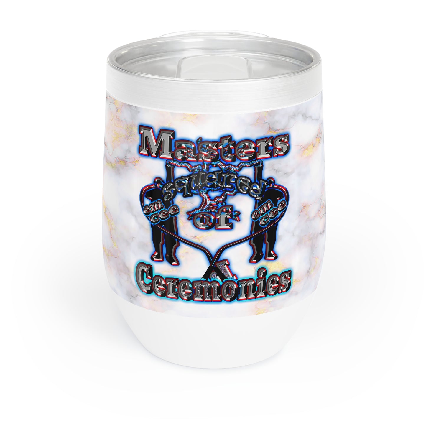 em cee squared - Chill Wine Tumbler (white marble)