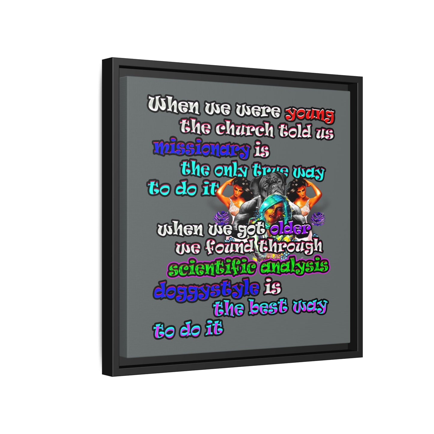 doggystyle - framed canvas art (dark grey)