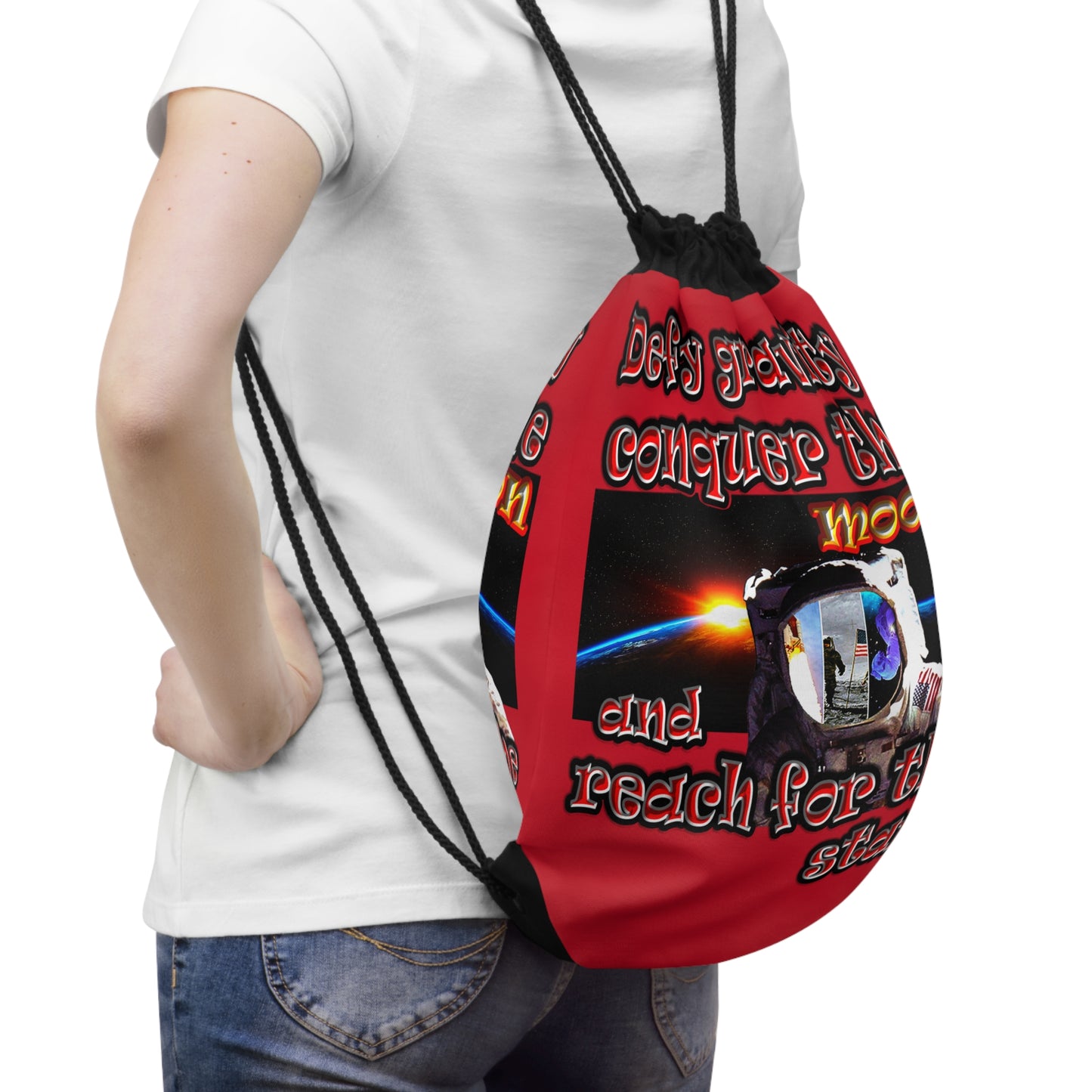 defy conquer reach - Drawstring Bag (dark red)