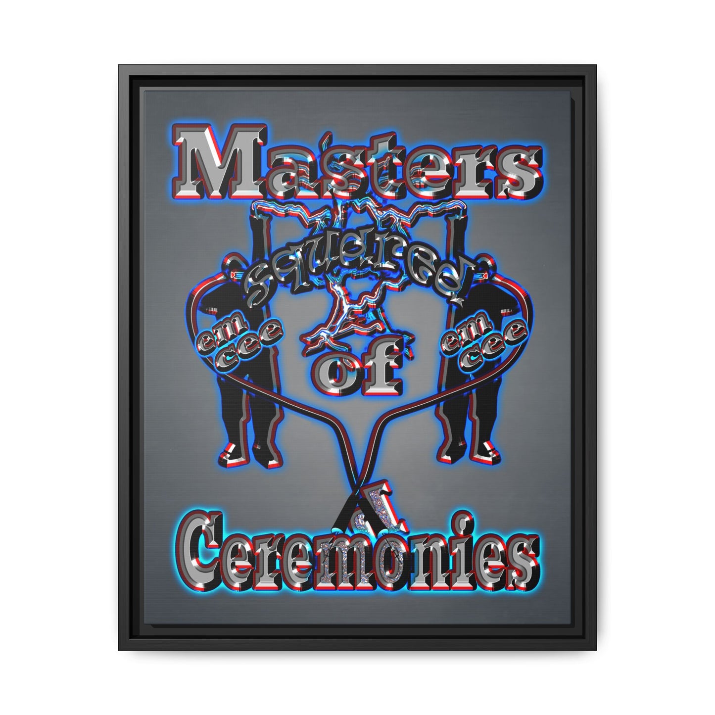 em cee squared - framed canvas art (grey-light grey)