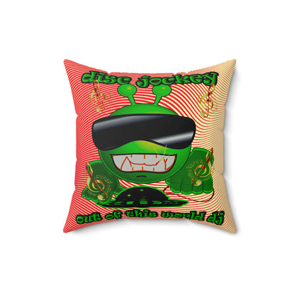 disc jockey - Faux Suede Square Pillow - (yellow-orange wave)