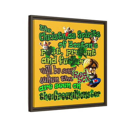christmas spirits of boston - framed canvas art (yellow)