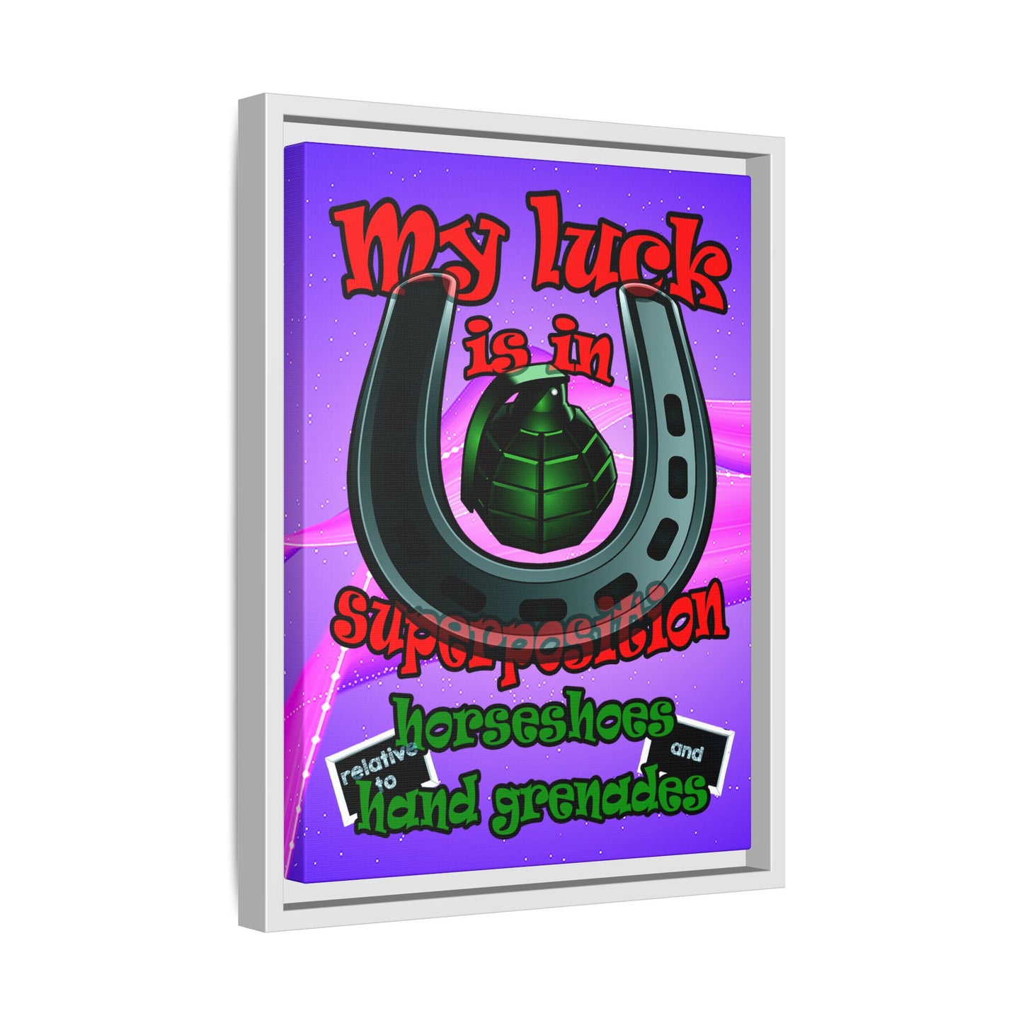 my luck - framed canvas art (purple-pink wave)
