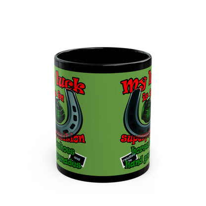 my luck - Black Mug (green)