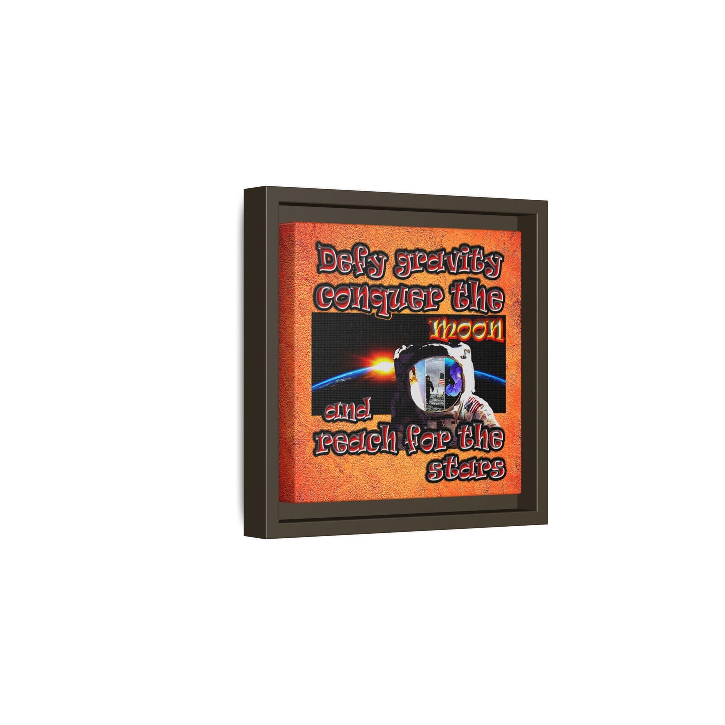 defy conquer reach - framed canvas art (burnt orange)