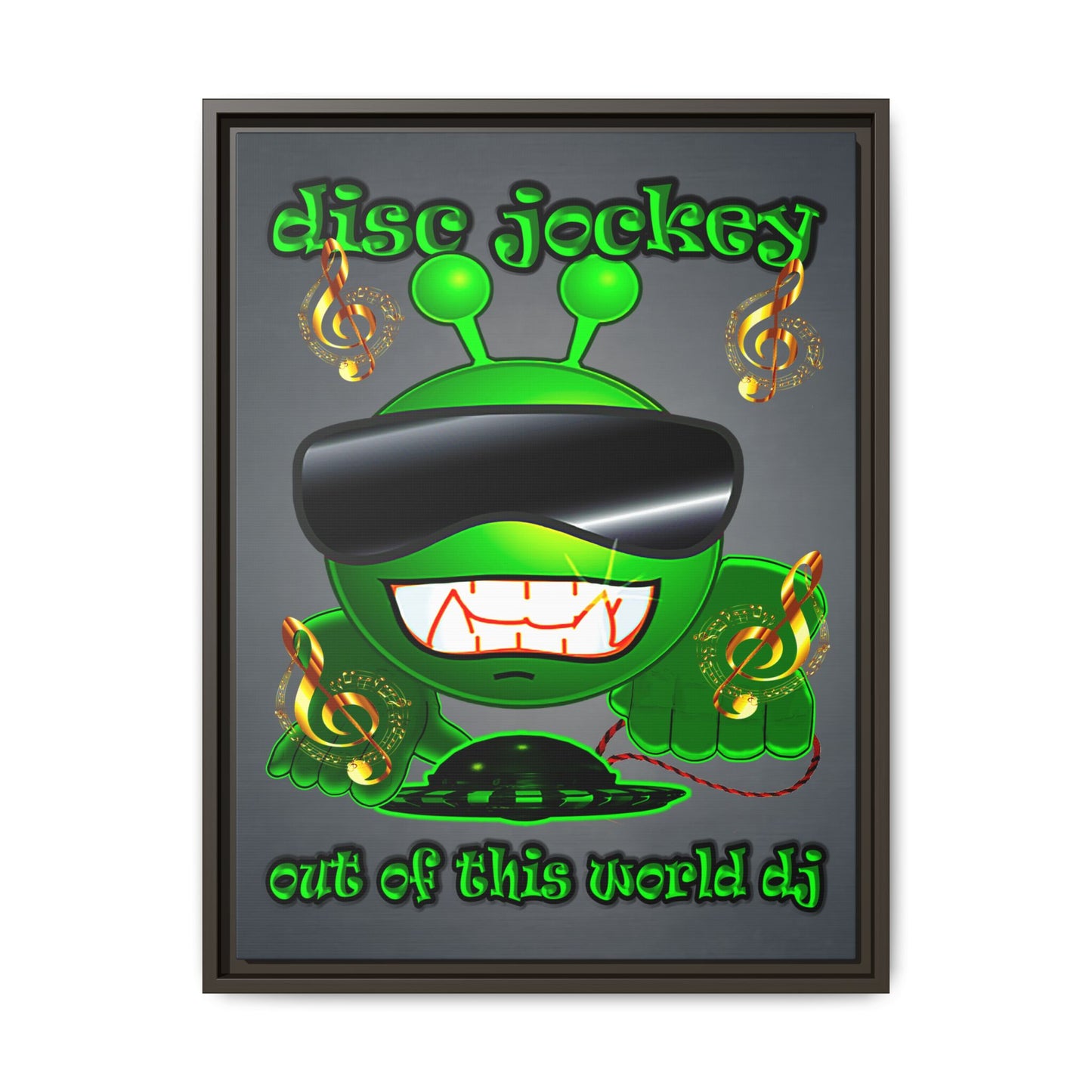 disc jockey - framed canvas art (grey-light grey)