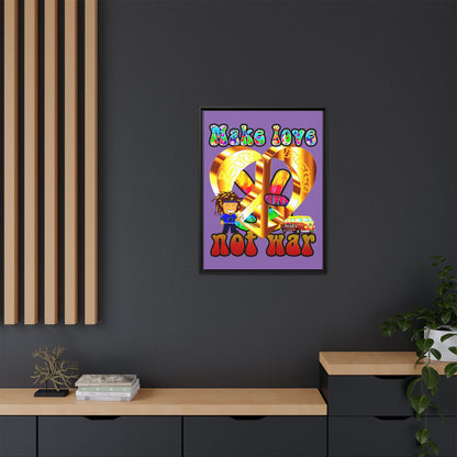 love peace - framed canvas art (light purple)