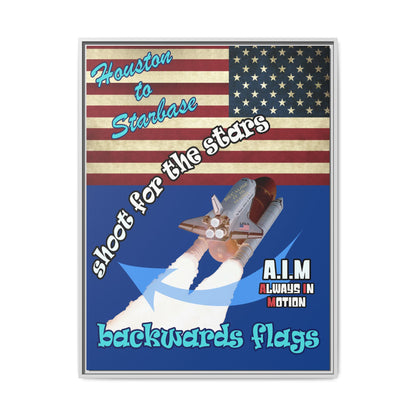 shoot for the stars - framed canvas art (dark blue)