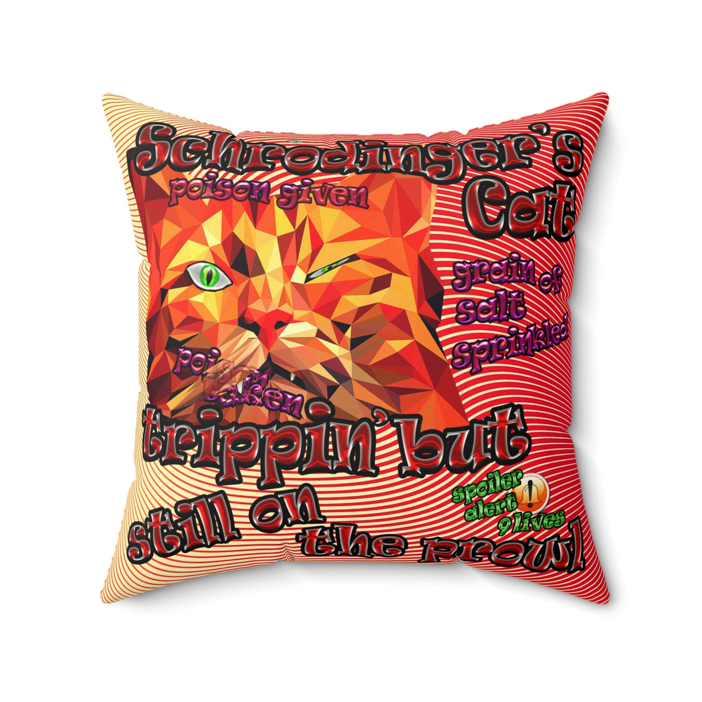schrodinger's cat - Faux Suede Square Pillow - (yellow-orange wave)