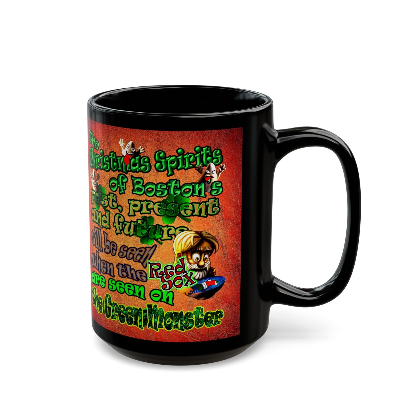 christmas spirits of boston - Black Mug (burnt orange)