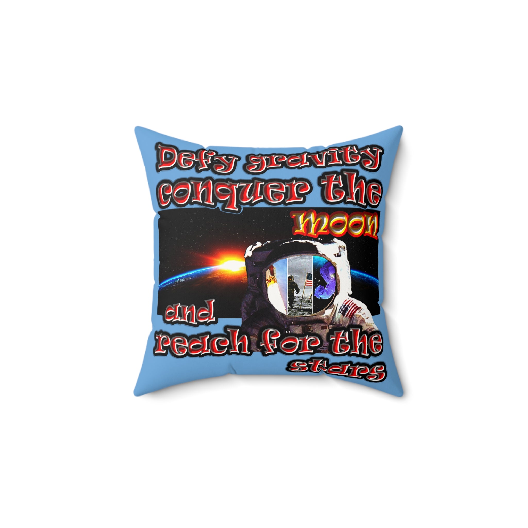 defy conquer reach - Faux Suede Square Pillow - (light blue)