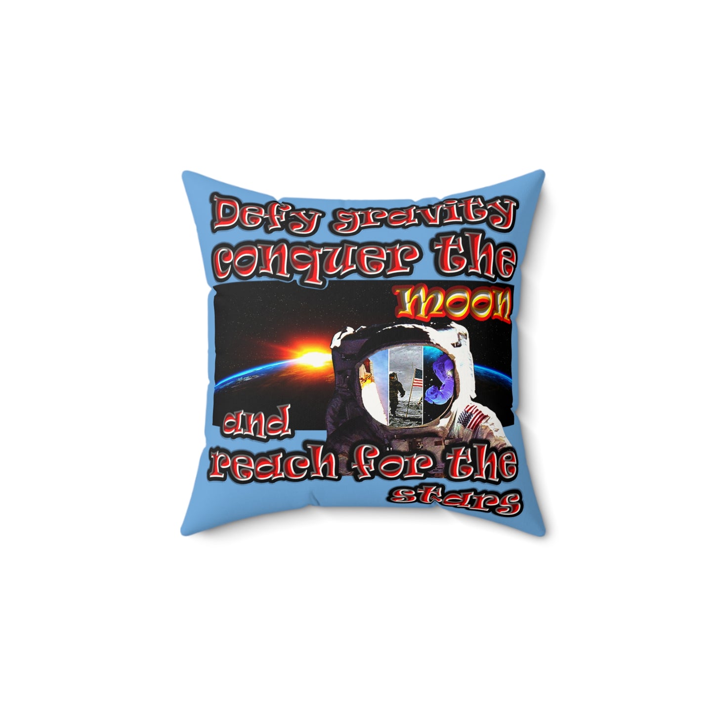 defy conquer reach - Faux Suede Square Pillow - (light blue)
