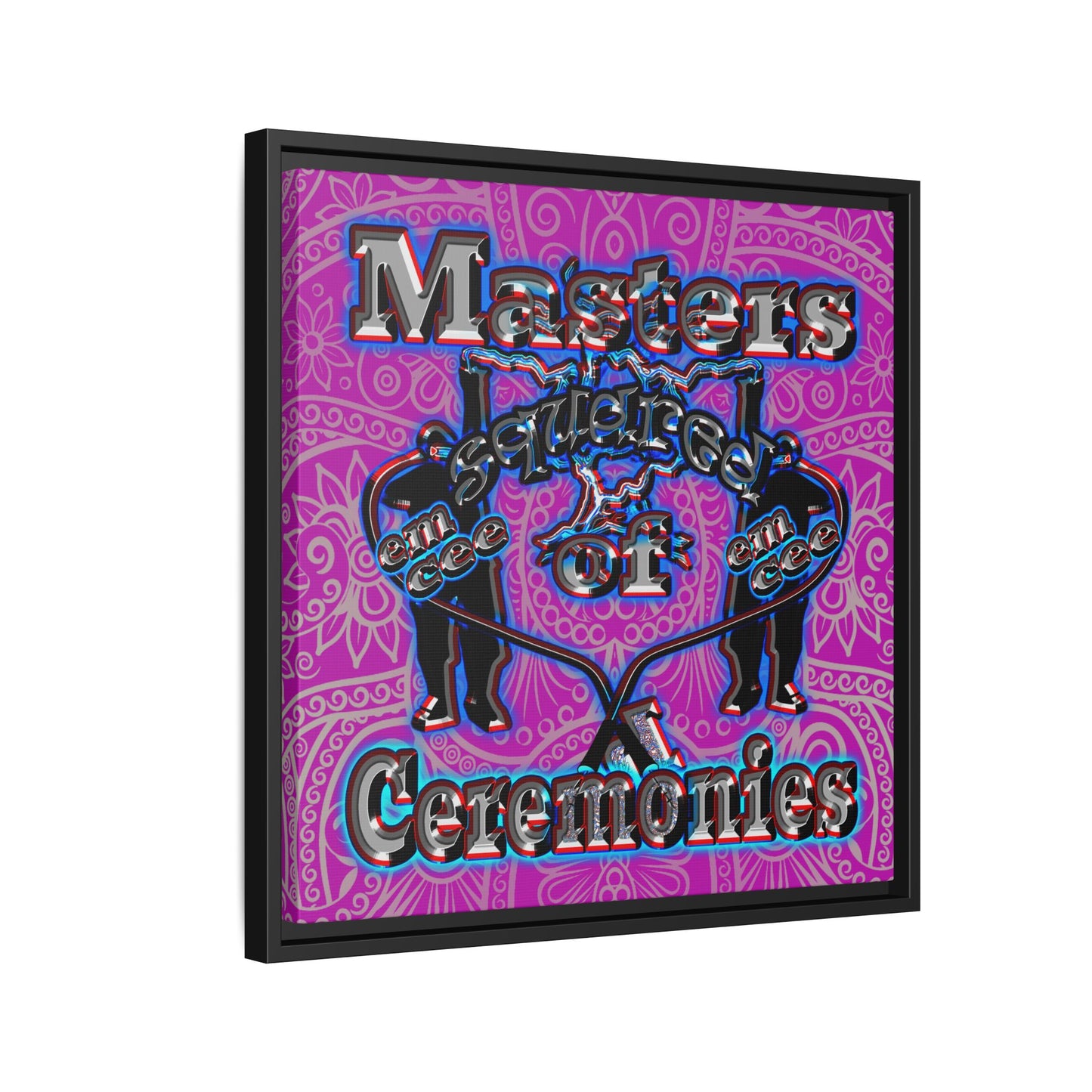 em cee squared - framed canvas art (pink swirl)