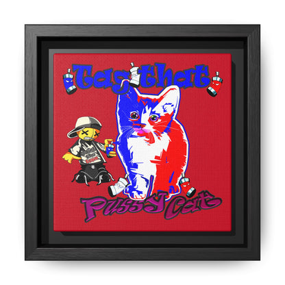 tag that - framed canvas art (dark red)