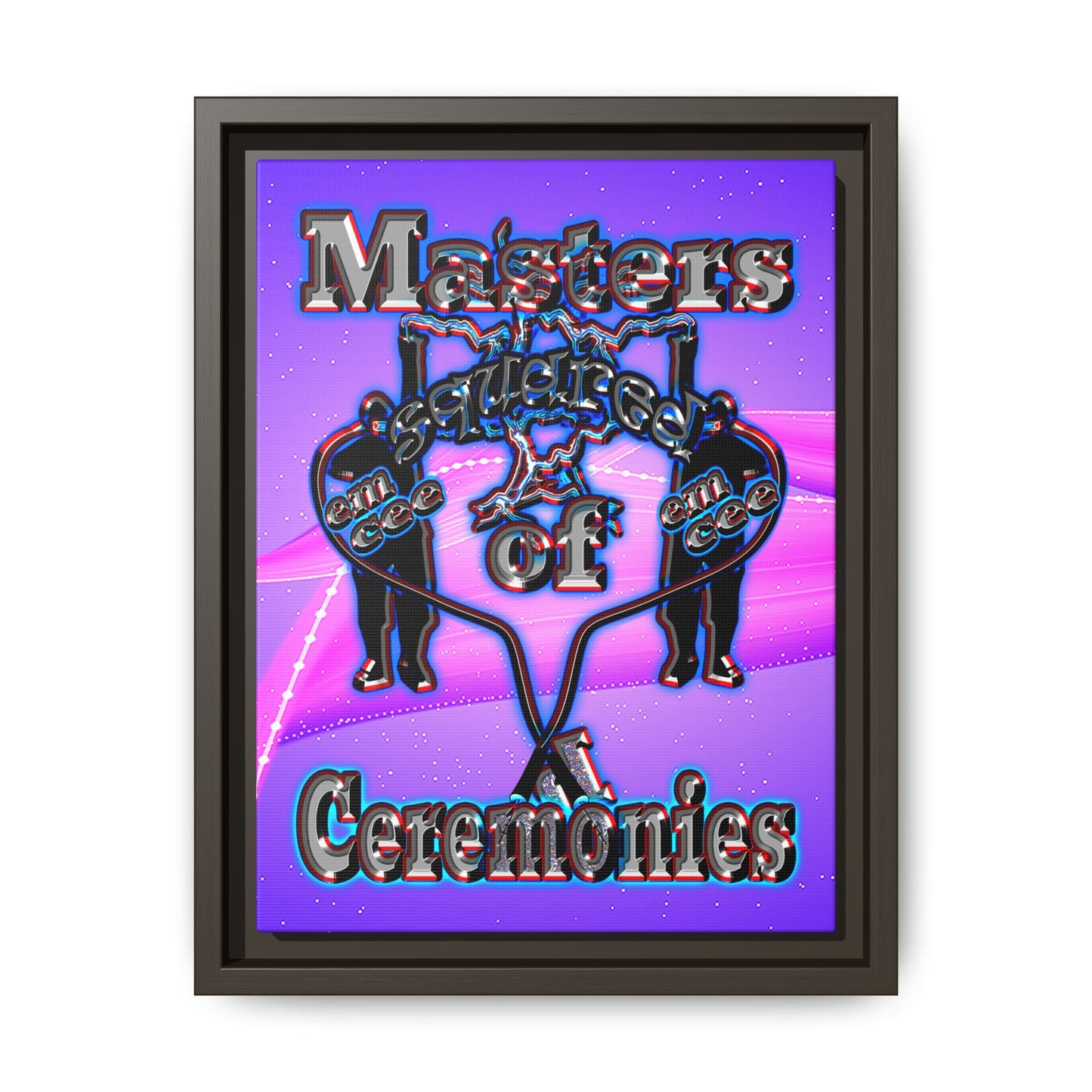 em cee squared - framed canvas art (purple-pink wave)
