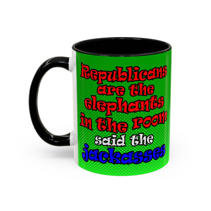 donkeys and elephants - Accent Mug (logo green)