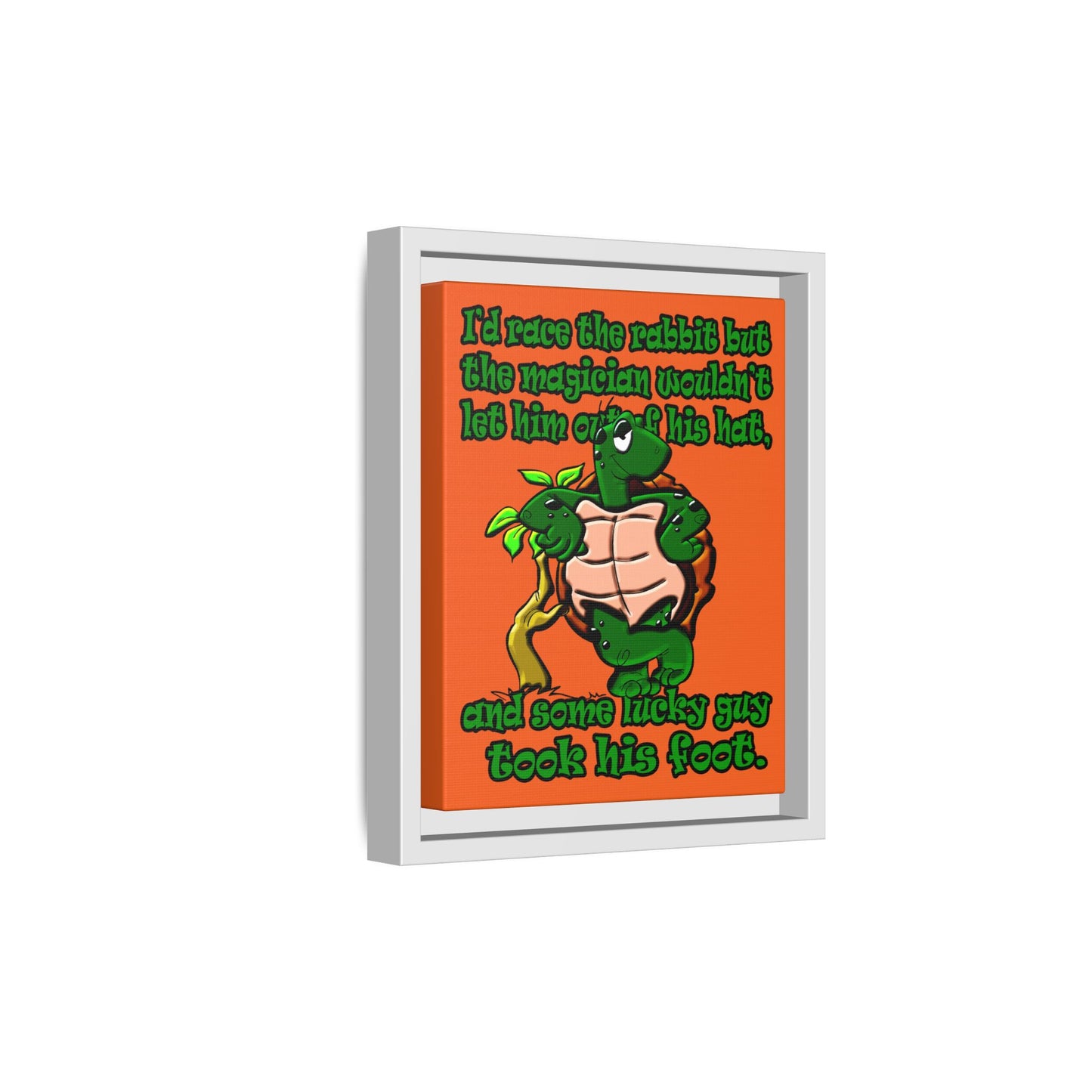 turtle race - framed canvas art (orange)