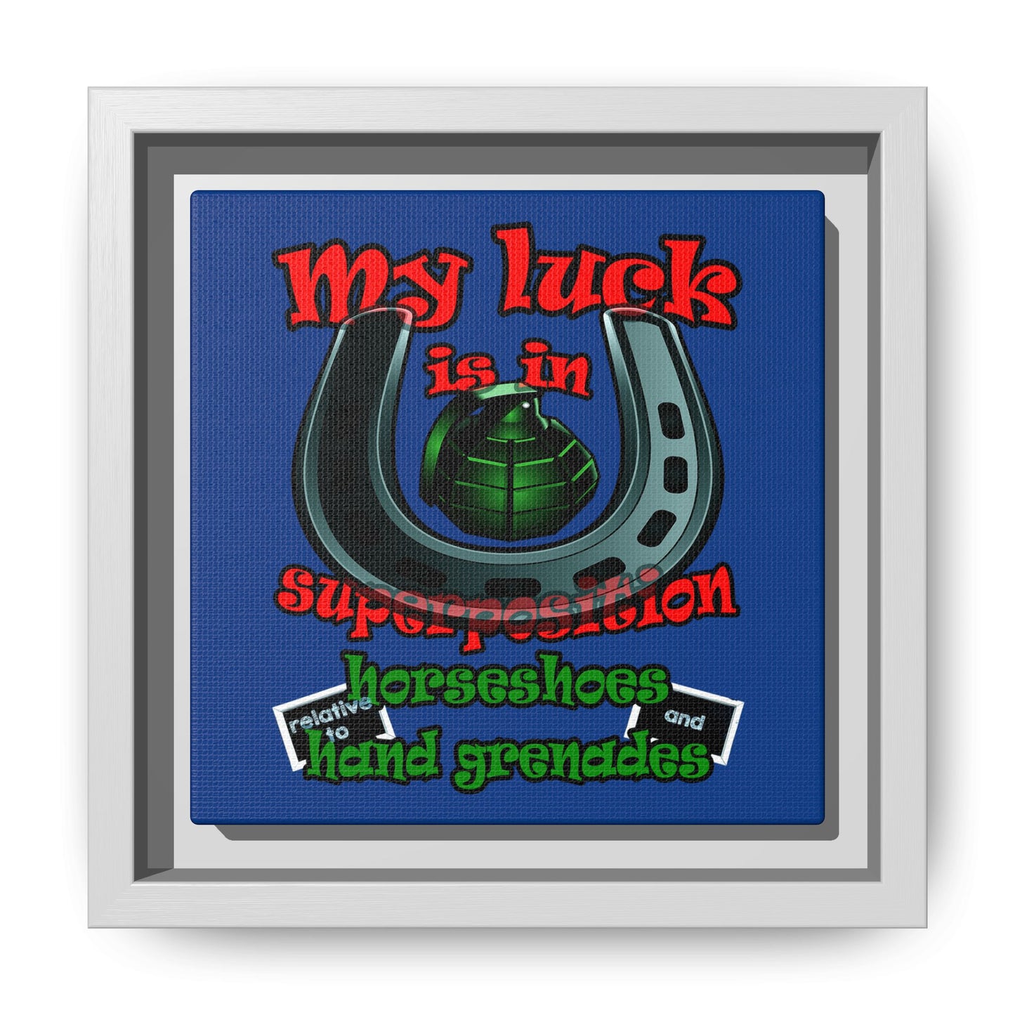 my luck - framed canvas art (dark blue)