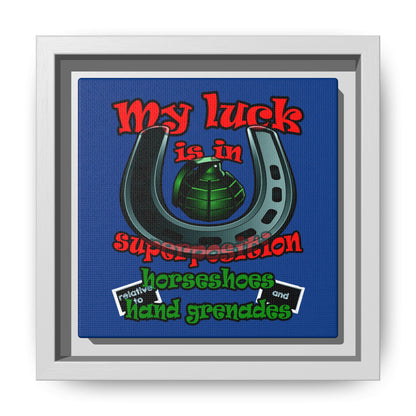 my luck - framed canvas art (dark blue)