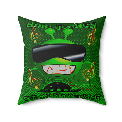 disc jockey - Spun Polyester Square Pillow - (logo green)