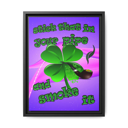 stick that in your pipe and smoke it - framed canvas art (purple-pink wave)
