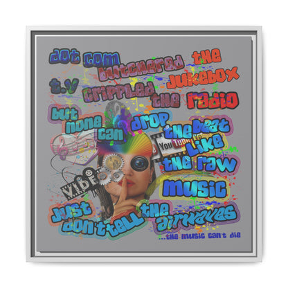 drop the beat - framed canvas art (grey)