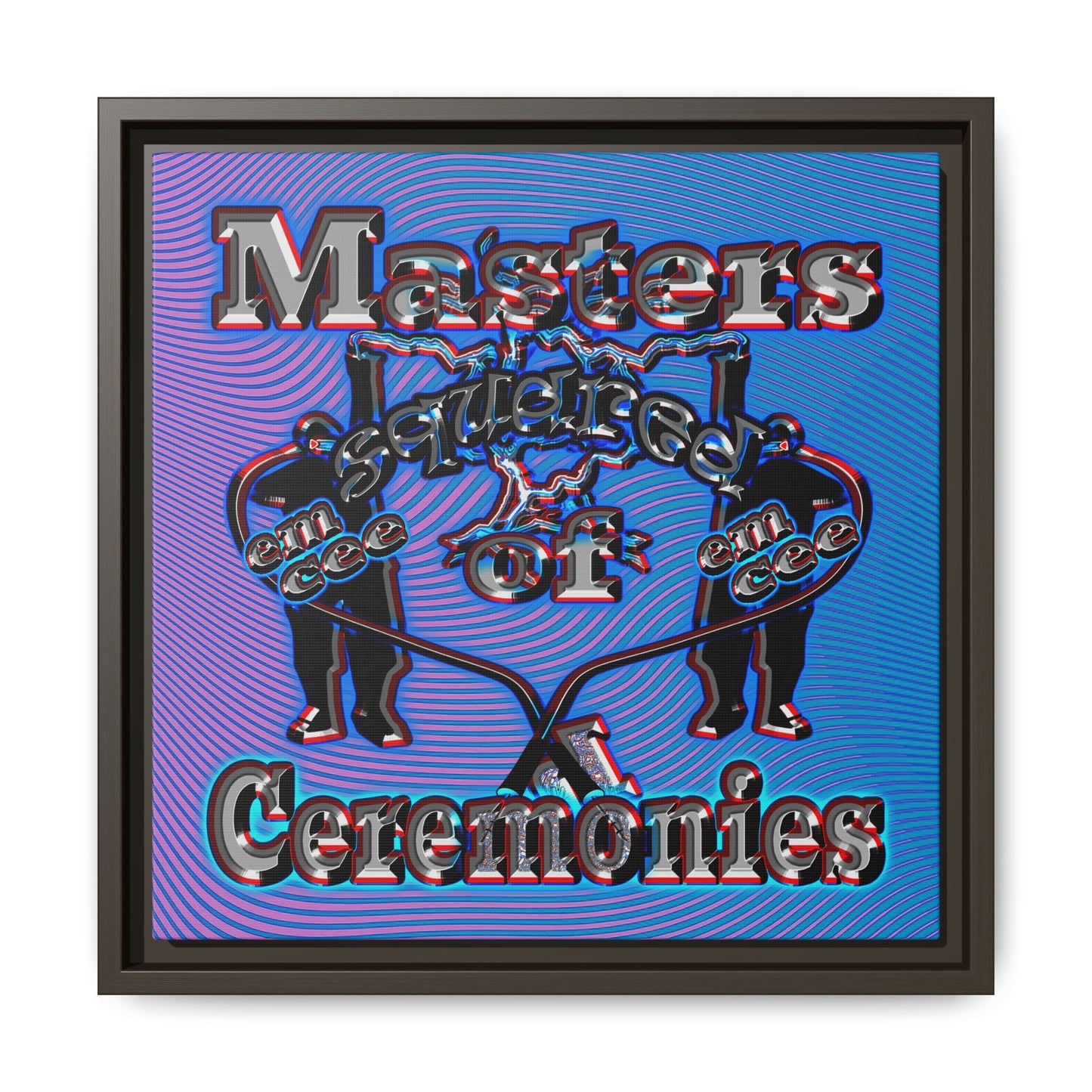 em cee squared - framed canvas art (light blue-purple wave)