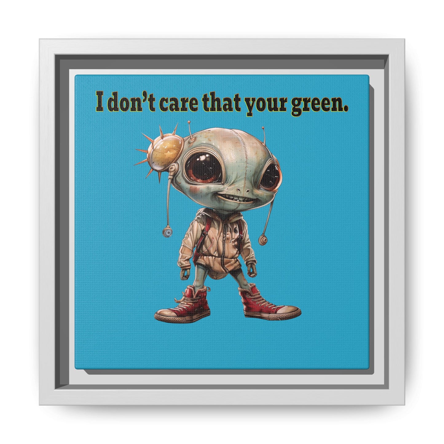 I don't care that your green - framed canvas art (turquoise)