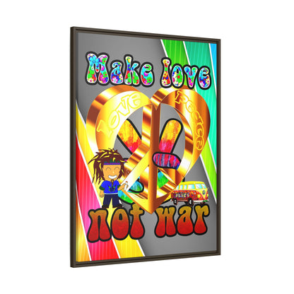 love peace - framed canvas art (rainbow split)
