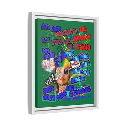 drop the beat - framed canvas art (dark green)