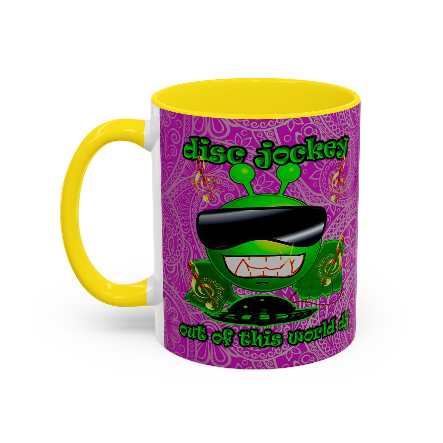 disc jockey - Accent Mug (pink swirl)