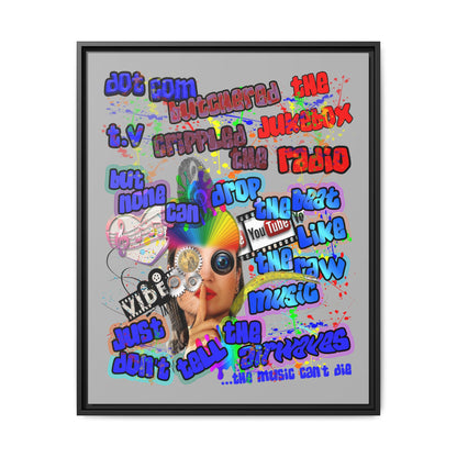 drop the beat - framed canvas art (light grey)