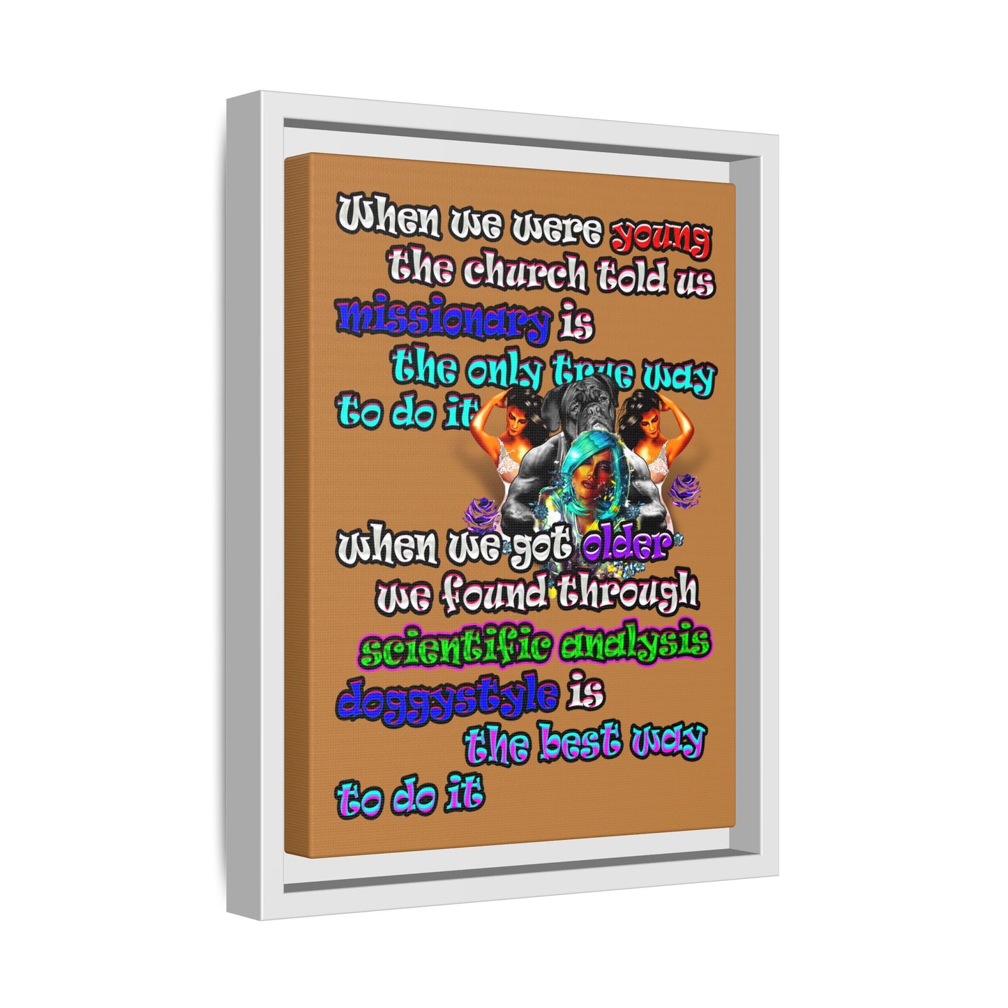 doggystyle - framed canvas art (light brown)